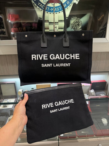 Preowned YSL Saint Laurent Rive Gauche Tote and Pouch Set