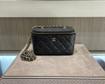 Chanel Small Vanity Case Black Caviar with Crossbody chain