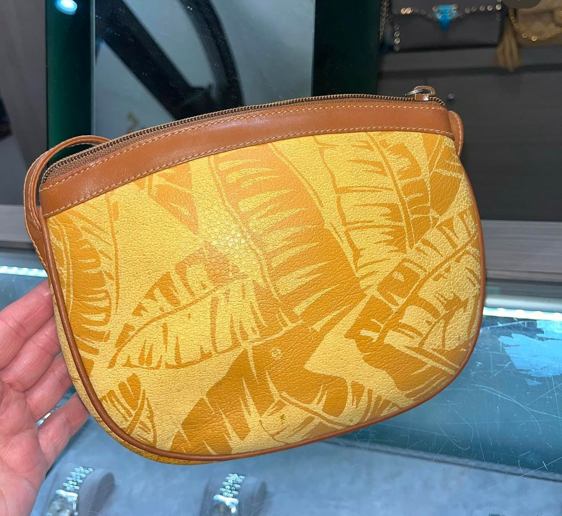 Pre-owned Rare Gucci Yellow Palm Leaf Crossbody