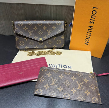 Pre-owned Louis Vuitton Felicie Crossbody Small Brown Canvas/Leather