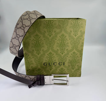 Pre-owned like new Gucci Reversible Belt with Rectangular Buckle Style 771105 size 100 36" Brown