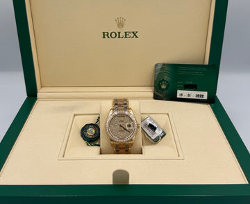 Unworn Rolex Day-Date Masterpiece 39mm ref.18948 Paved Diamond Dial on Tridor Oyster Bracelet