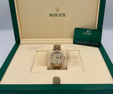 Unworn Rolex Day-Date Masterpiece 39mm ref.18948 Champagne Diamond MOP dial on Tridor Oyster Bracelet