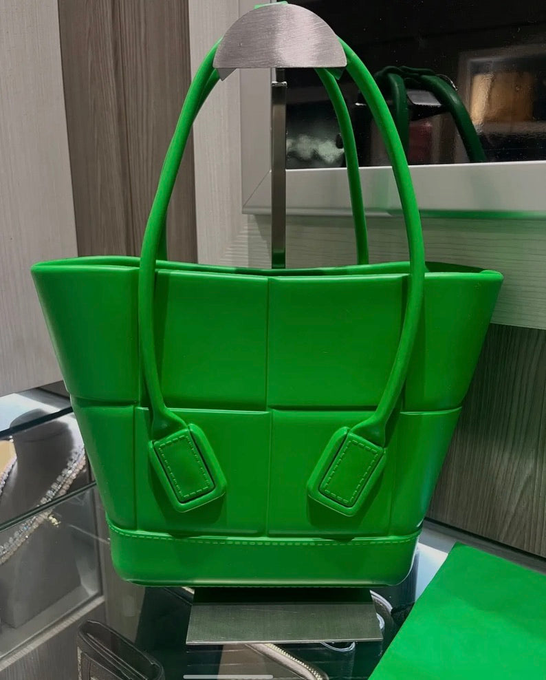 Pre-Owned Bottega Veneta Arco Small Intrecciato-Effect Rubber Tote Bag