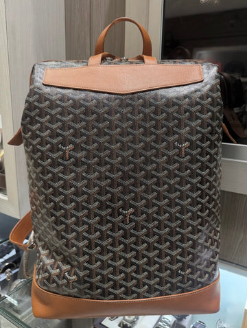 Pre-owned Goyard Cisalpin Backpack in Black Goyardine Tan trim (2024)