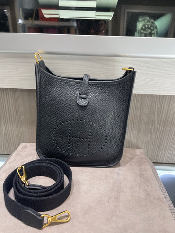 Pre-owned Hermes Evelyne TPM Black Togo Gold Hardware (2019)