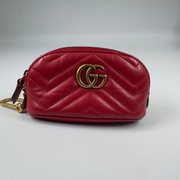 Pre-owned Gucci Marmont Red small Zip pouch Key ring 625691