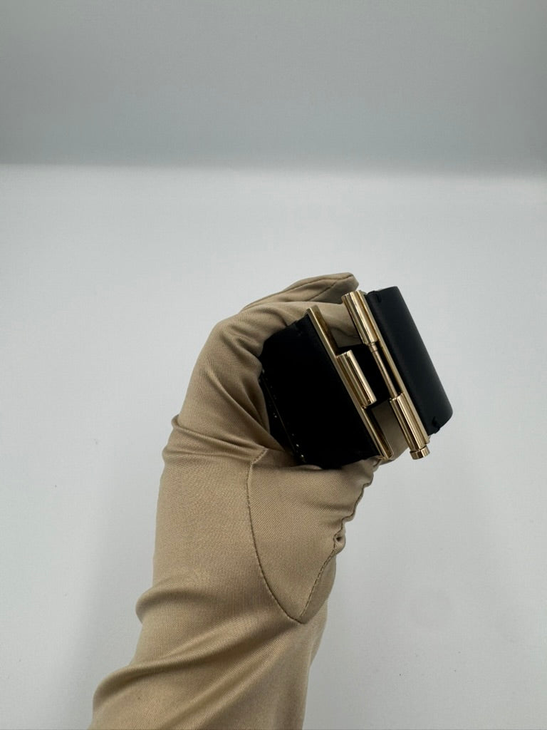 Pre-owned Chanel Black Leather Cuff 2022 Collection Size XS with Box