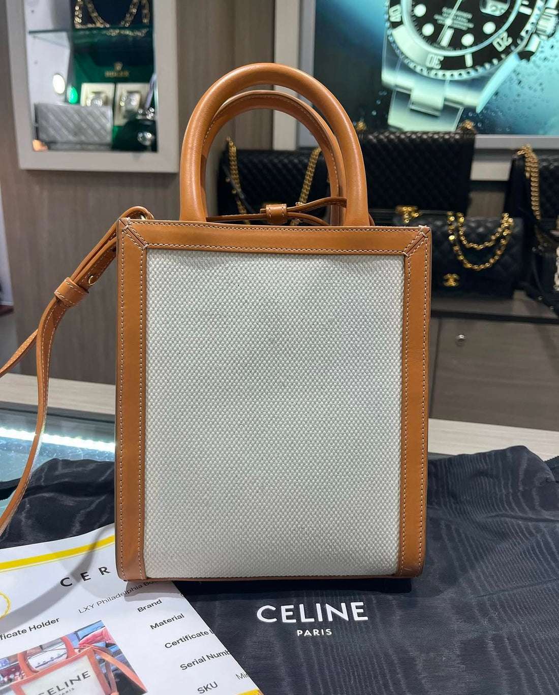 Pre-owned Celine Mini Vertical Cabas Canvas