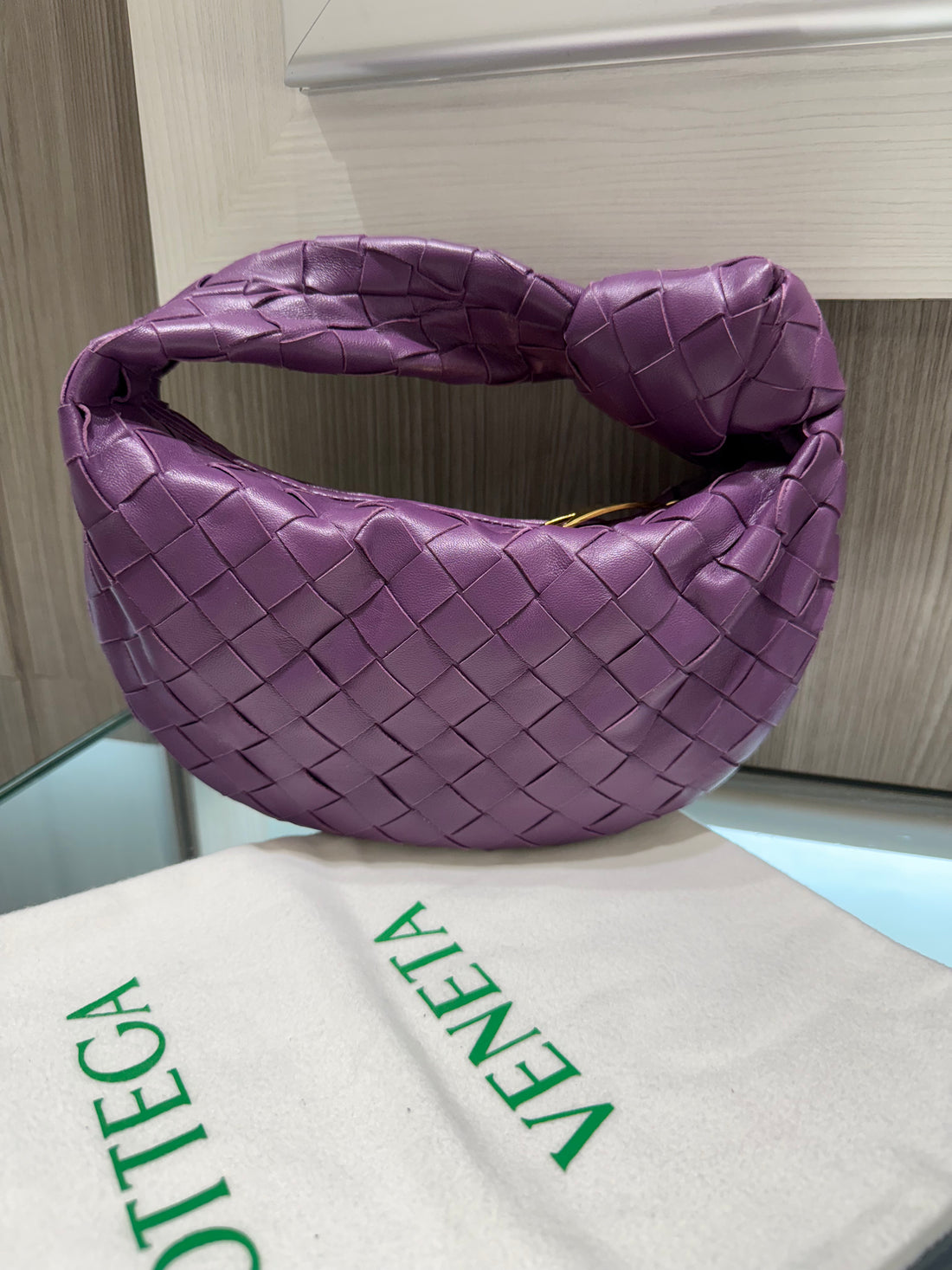 Unworn Bottega Veneta Jodie Hobo Bag Mini Purple Leather