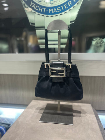 Pre-owned Fendi Mini Vintage Buckle Baguette Handbag black