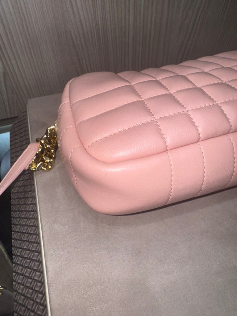 Pre-owned Burberry Mini Lola Quilted Camera Pale Pink Lambskin Crossbody