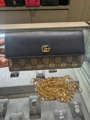 Pre-owned Gucci Marmont wallet on chain Style: 546585 (Custom Chain)