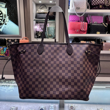 Pre-owned Louis Vuitton Neverfull GM Damier Ebene Cerise red Interior SD0270 (2020)