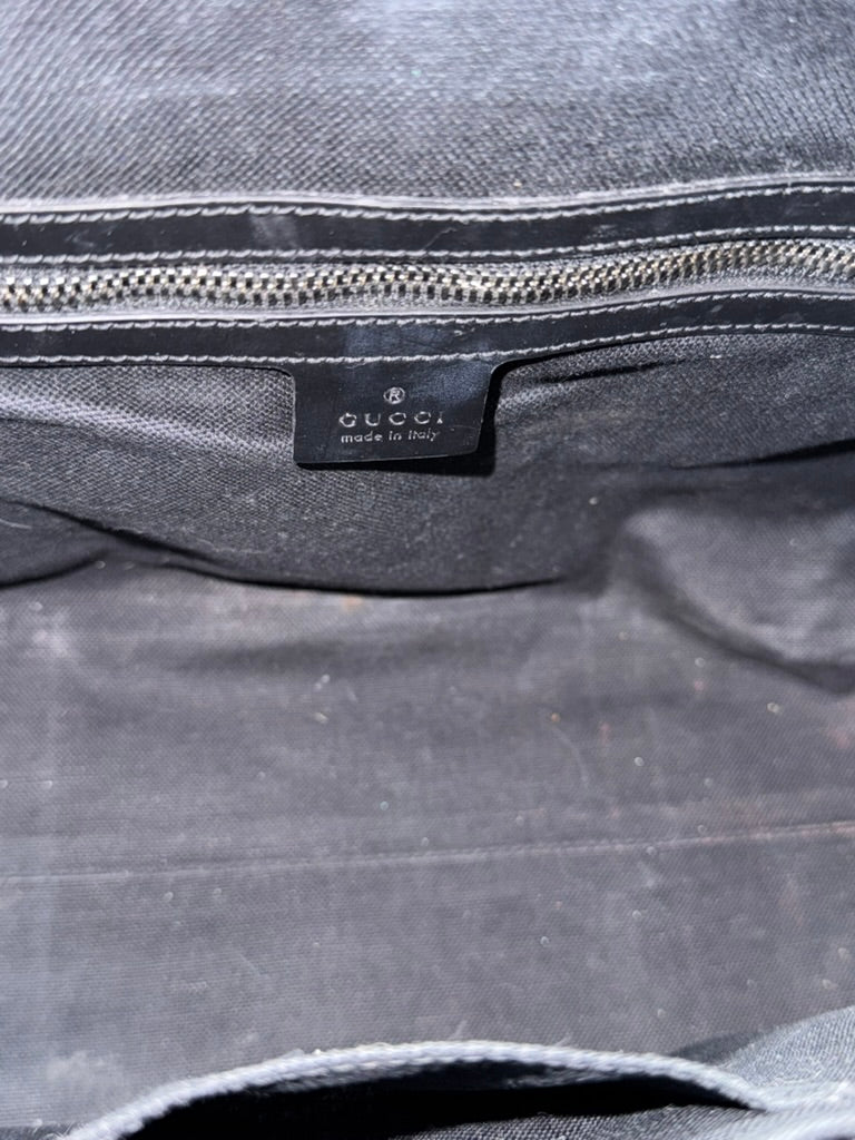 Pre-owned Gucci GG tote Bag with Leather details grey and black supreme Style: 626356