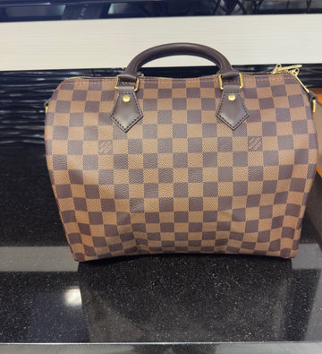 Unworn Louis Vuitton Speedy 30 Bandouliere Damier Ebene