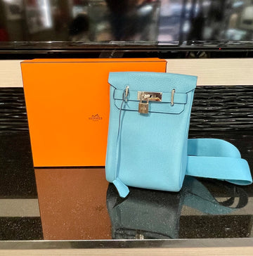 Pre-owned Hermes HAC A Dos PM Bleu du Nord Togo Leather with Palladium Hardware