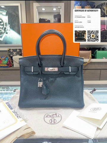 Pre-Owned Hermes Birkin 30 – Clemence Leather in Vert Cypress with Palladium Hardware (2020, Y Stamp)