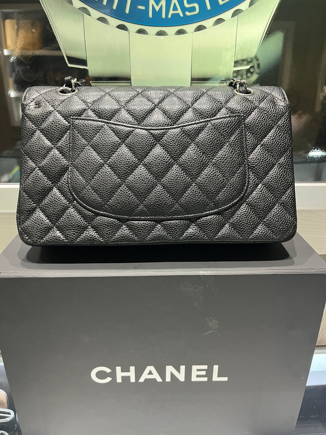Pre-owned Chanel Black Medium Classic Double Flap Caviar SHW (2011 Production)