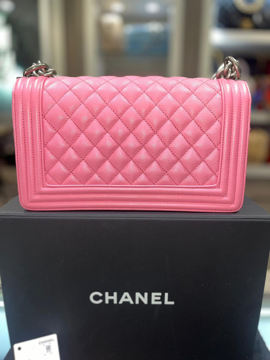 Unworn Chanel Pink Caviar Boy Handbag Ruthenium Hardware (2023 Collection)