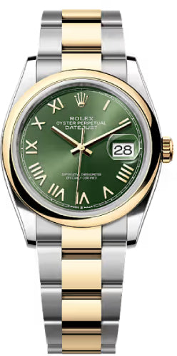 劳力士Datejust 36 蚝式钢和黄金橄榄绿罗马数字表盘