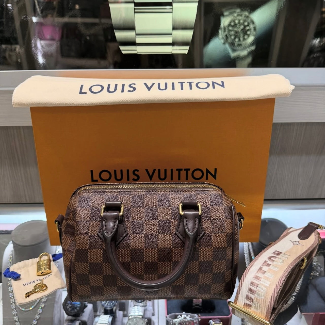 Pre-Owned Louis Vuitton Speedy 20 Bandoulière Damier Ebene
