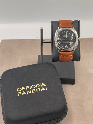 Pre-owned Panerai Radiomir Black Seal PAM00183 45mm Manual Wind Black Dial Men's Watch
