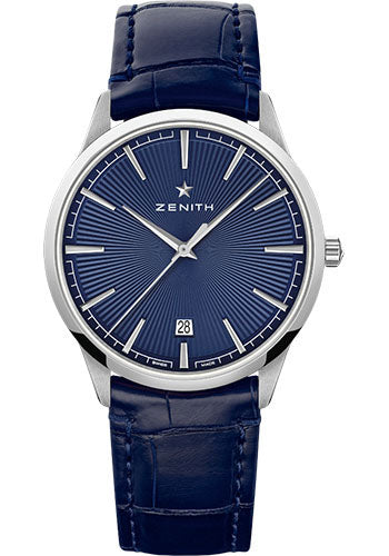 Zenith Elite Classic Watch - Steel - Blue Dial - Blue Alligator Strap - 03.3100.670/02.C922