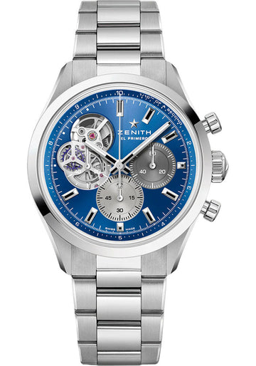 Zenith Chronomaster Open Watch - 39.5 mm Steel Case - Blue Dial - An Integrated Steel Bracelet - 03.3300.3604/51.M3300