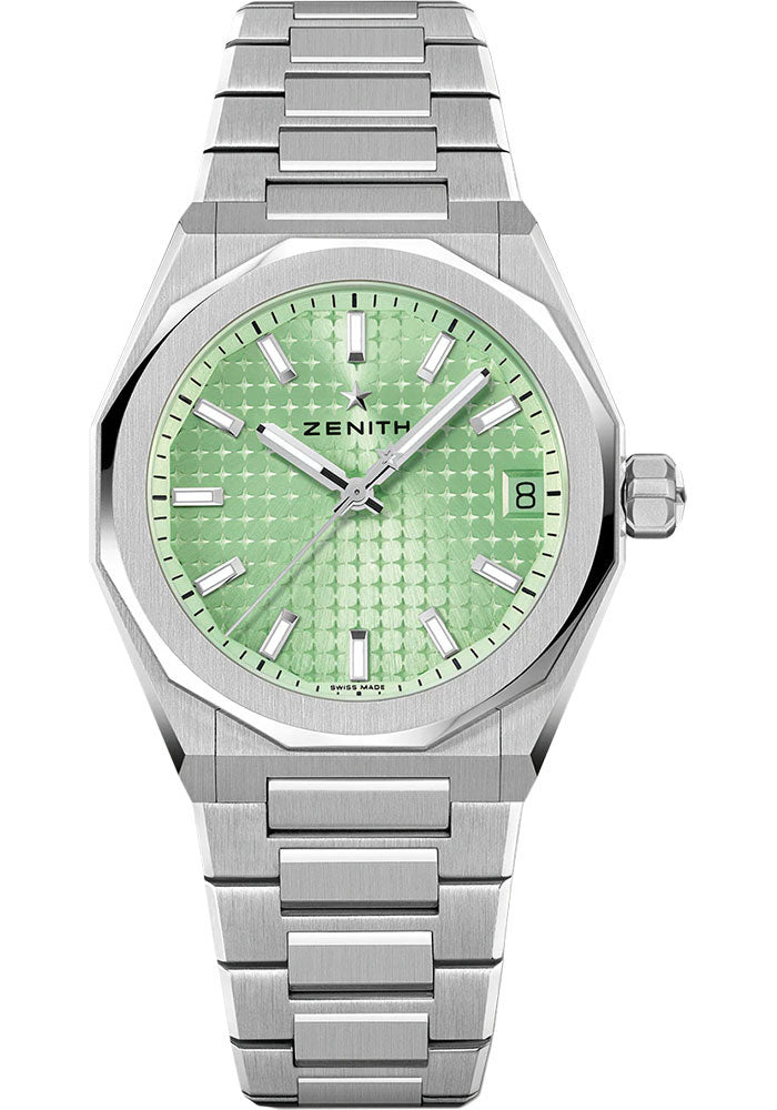 Zenith Defy Skyline 36 Watch - 36 mm Steel Case - Light Green Dial - Interchangeable Steel Bracelet - 03.9400.670/61.I001