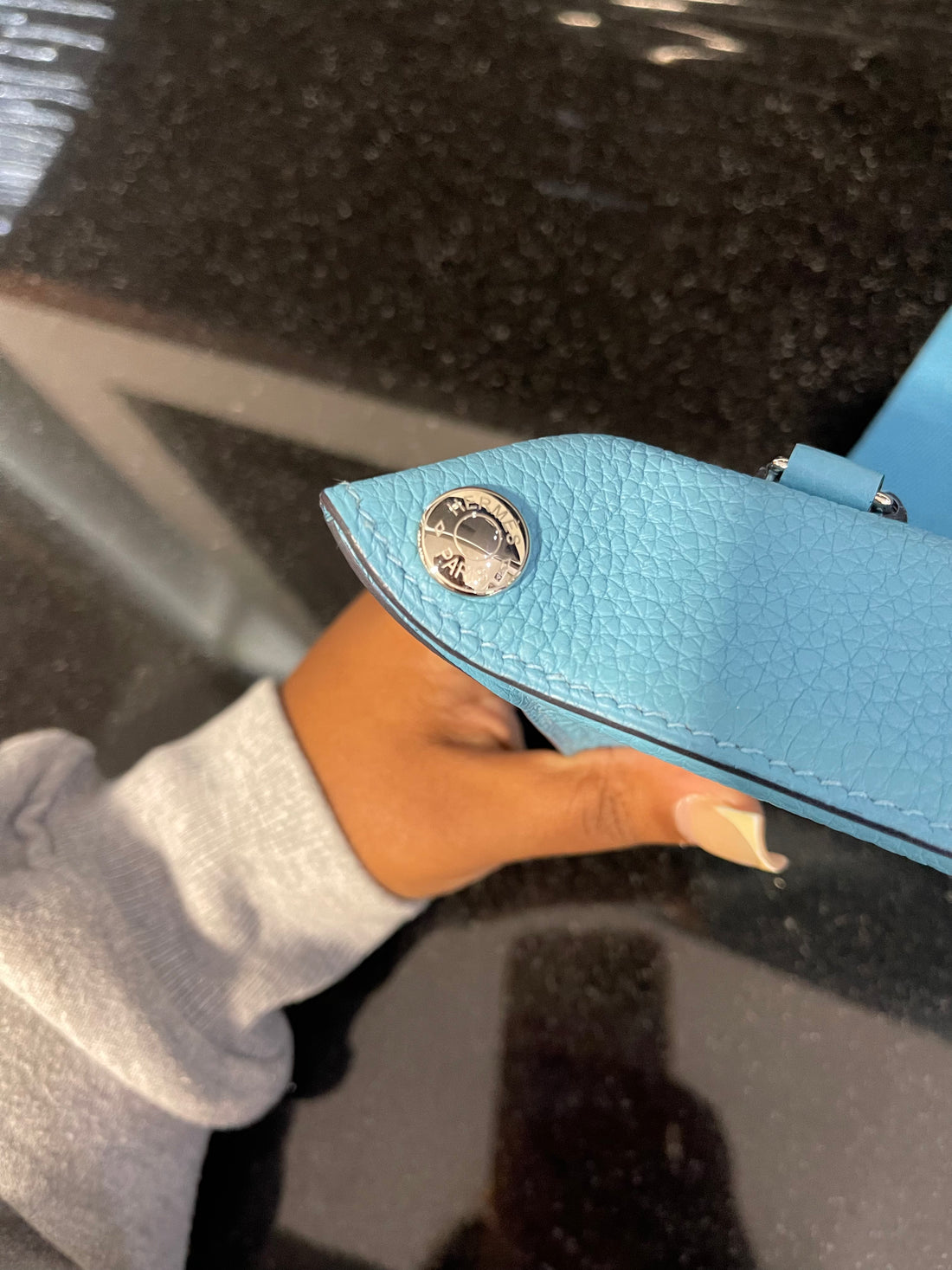 Pre-owned Hermes Videpoches Messenger Bag in Bleu du Nord Togo Leather with Palladium Hardware