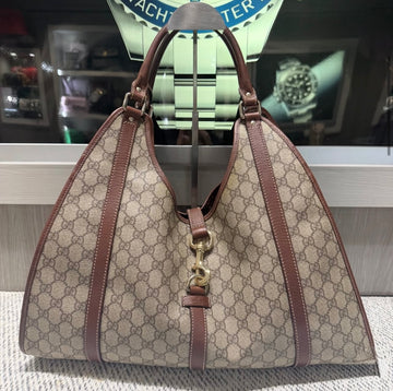 Pre-owned Gucci Joy Hobo Brown Trim Supreme Canvas