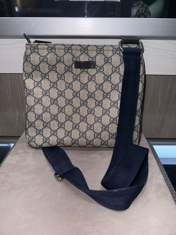 Pre-owned Gucci Navy Supreme crossbody small Style: 201538