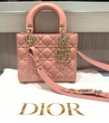 Pre-owned Christian Dior Small Lady Dior My ABCDior Bag in Mauve Cannage Lambskin (2023)