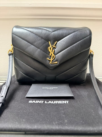 Pre-owned YSL Saint Laurent Toy Mini Loulou Black Lambskin GHW (2023)