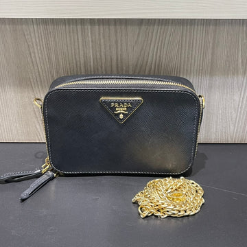 Pre-Owned Prada Odette Black Square Saffiano Belt Bag