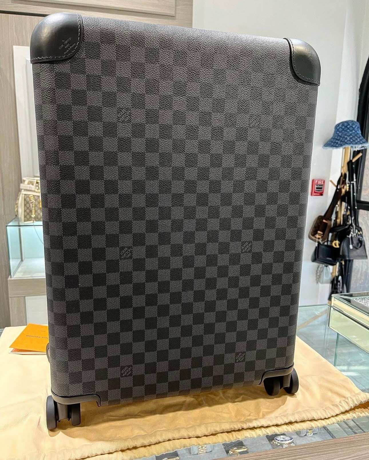 Unworn Louis Vuitton Horizon 55 Suitcase in Monogram Macassar