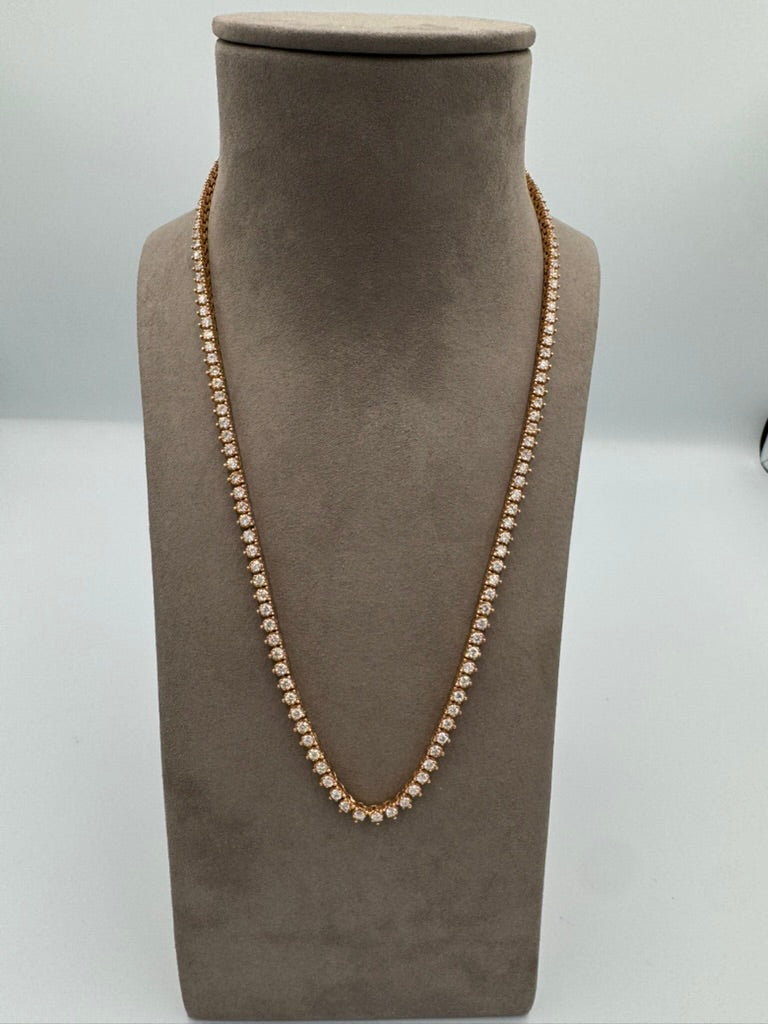 Pre-owned 10k Rose Gold Dipped Diamond Tennis Chain