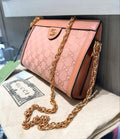 Pre-owned Gucci Ophidia Structured Shoulder Bag in Pink GG Canvas (Style #503877)