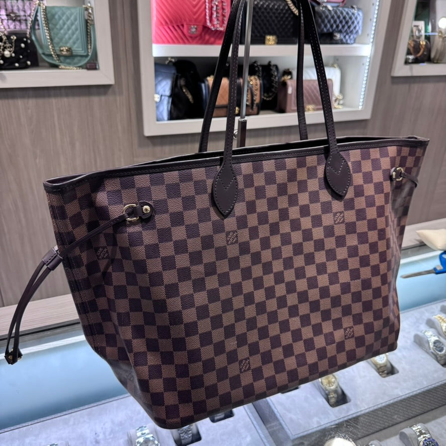 Pre-owned Louis Vuitton Neverfull GM Damier Ebene Cerise red Interior SD0270 (2020)