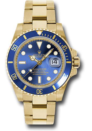 Rolex Yellow Gold Submariner Date Watch - Blue Dial - 116618