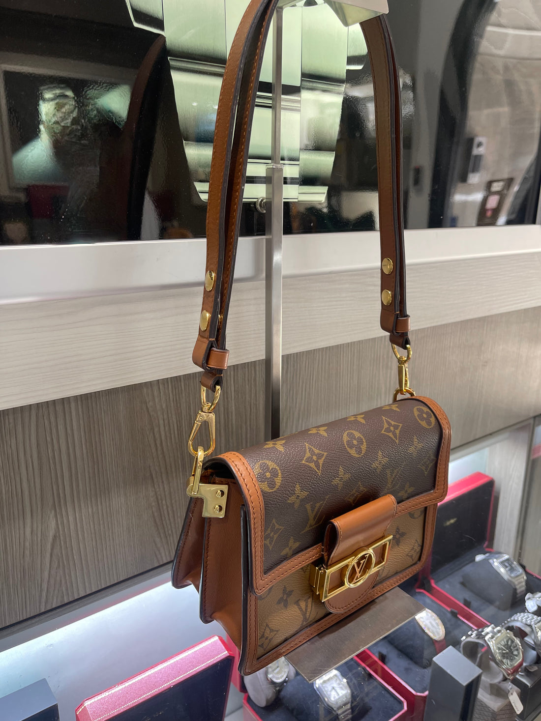 Pre-owned Louis Vuitton Dauphine Mini in Monogram Reverse Canvas