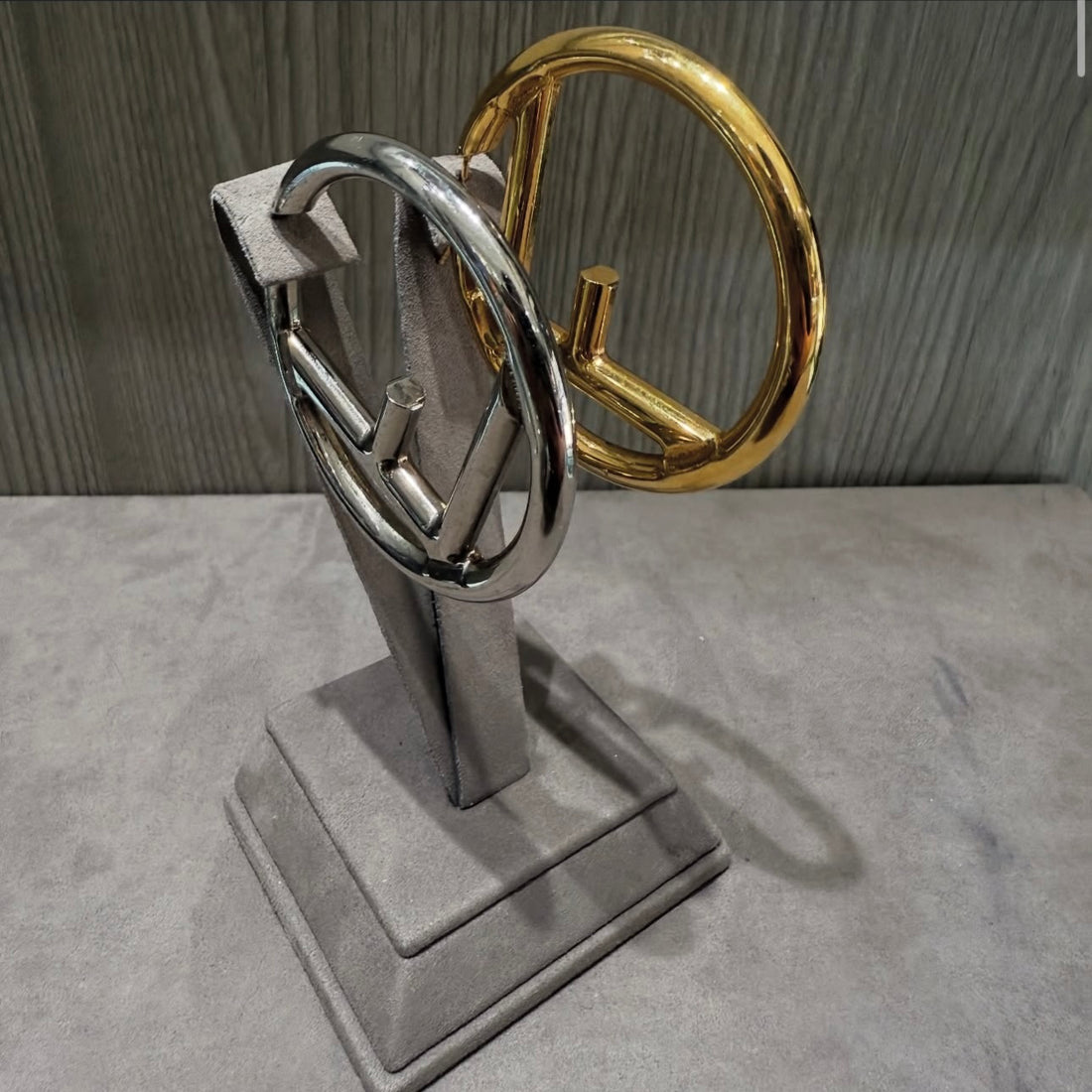 F is for Fendi Hoop Earrings Gold-Plated, Palladium-Plated, Aluminum & Stainless Steel,