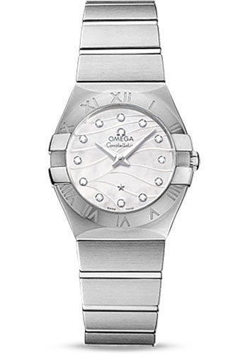 Omega Constellation Quartz 27 mm Watch - 27.0 mm Steel Case - Mother-Of-Pearl Diamond Dial - 123.10.27.60.55.003