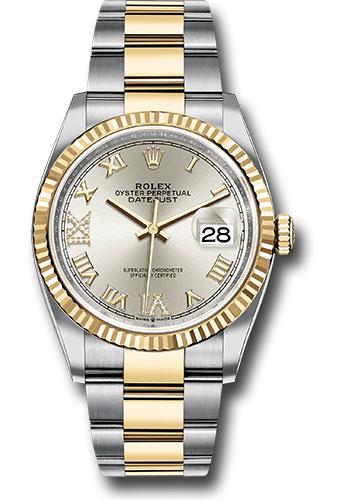 Rolex Steel and Yellow Gold Rolesor Datejust 36 Watch - Fluted Bezel - Silver Roman Dial - Oyster Bracelet - 126233 sdr69o