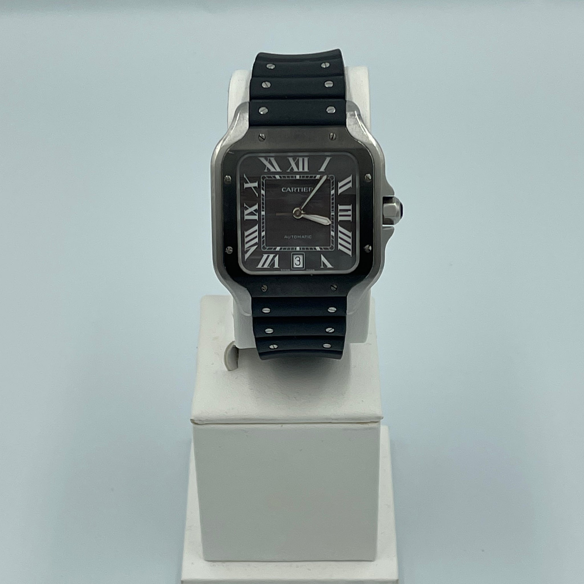 Pre-Owned Cartier Santos Cartier Ref. WSSA0037 – Steel Case, ADLC Bezel, Grey Dial Watch Only 39.8mm