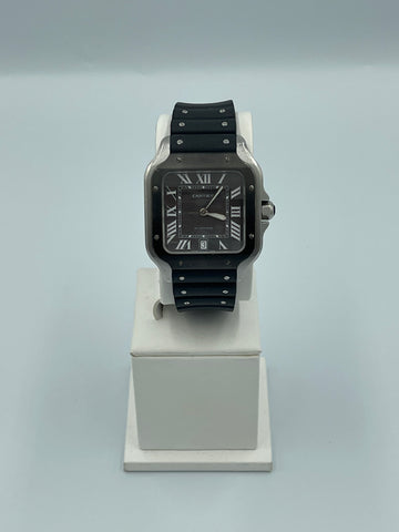 Pre-Owned Cartier Santos Cartier Ref. WSSA0037 – Steel Case, ADLC Bezel, Grey Dial Watch Only 39.8mm