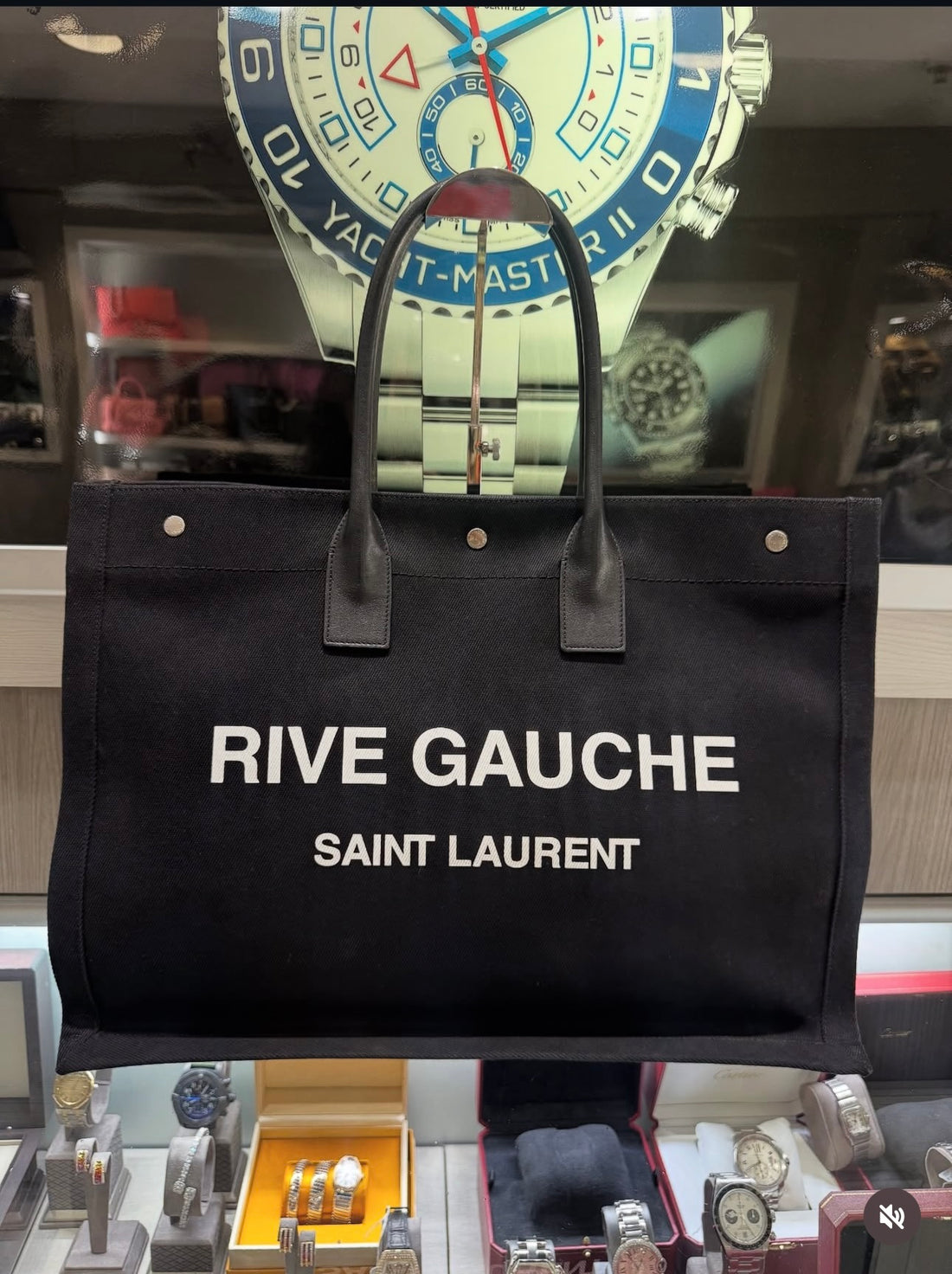 Preowned YSL Saint Laurent Rive Gauche Tote and Pouch Set