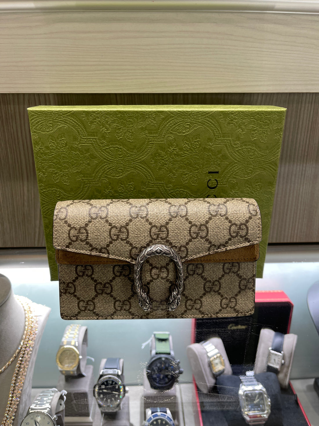 Pre-owned Gucci Dionysus GG Shoulder Bag Mini Brown Suede