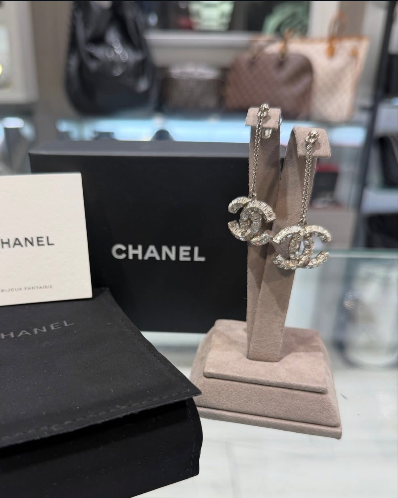 Pre-Owned Chanel Dangle Crystal Baguette Earrings from the 2022 Collection